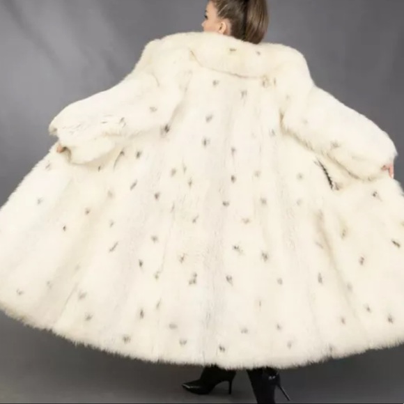 BLUE FOX COAT LUXURY FUR SWINGER VERY LONG - Picture 1 of 9